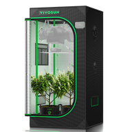 VIVOSUN 2x2x6 seedling and clone grow tent with plants, fan, and light.