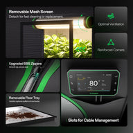 VIVOSUN 4x2 slim fit grow tent with removable mesh screen, SBS zippers, floor tray, and digital dashboard display.