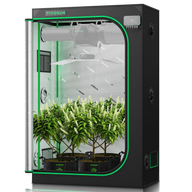 VIVOSUN 4x2 slim fit grow tent with plants, fan, and LED light inside.