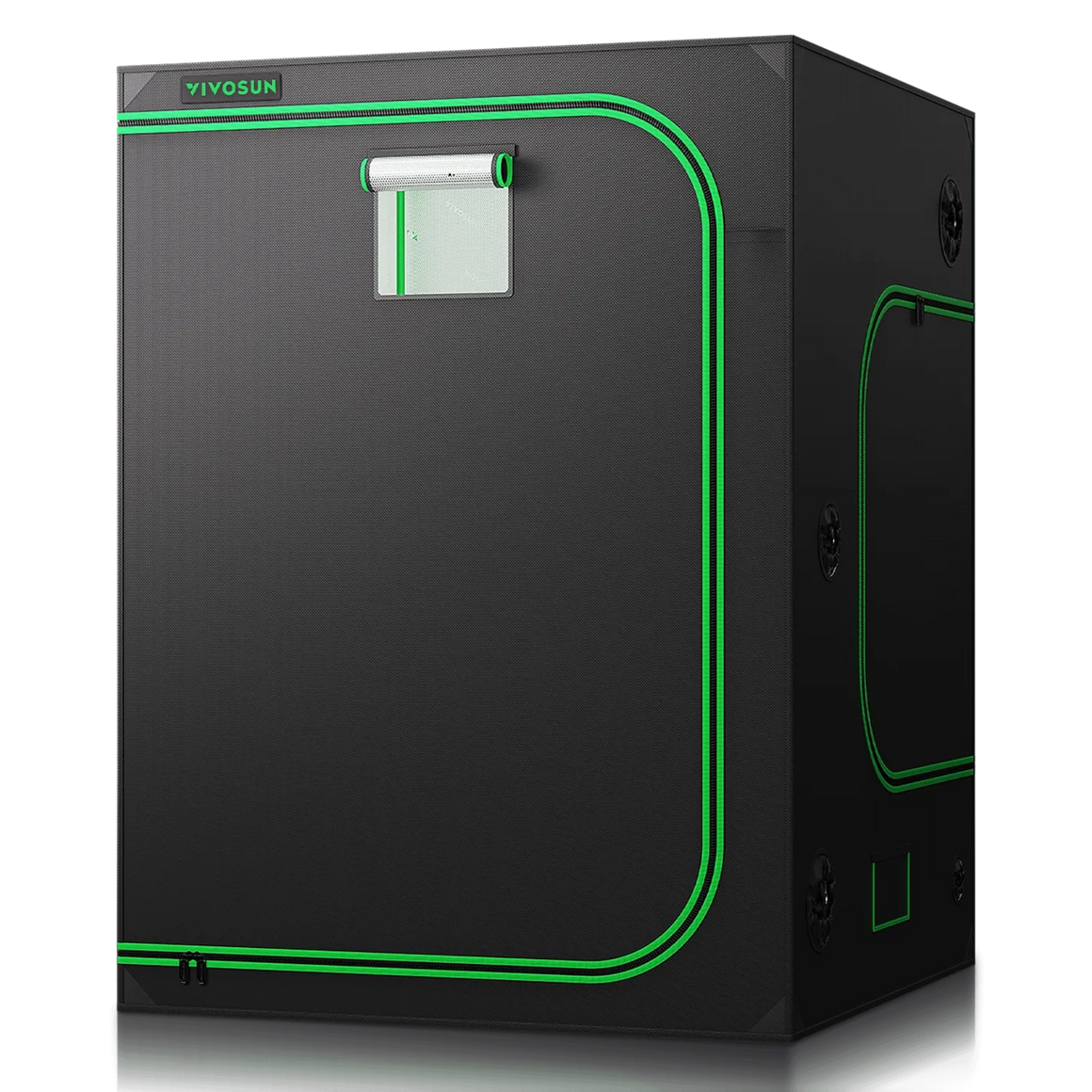 VIVOSUN black grow tent with green trim and observation window.