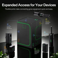VIVOSUN grow tent with A/C unit, inline fan, humidifier, dehumidifier, and heater.