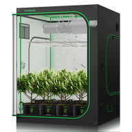 VIVOSUN 5x5 grow tent with LED lights, ventilation, and lush plants.