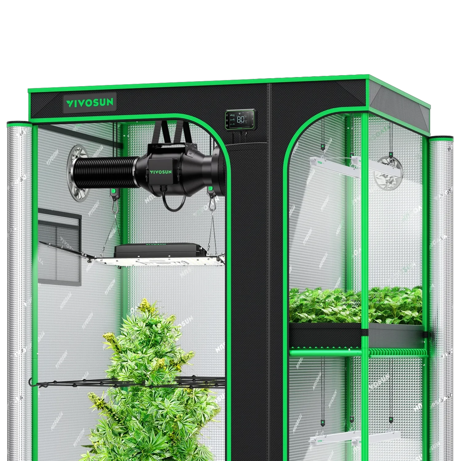 2 grow tents 1 fan Smart 2-in-1 Grow Tent Kit by VIVOSUN – 3' x 4'