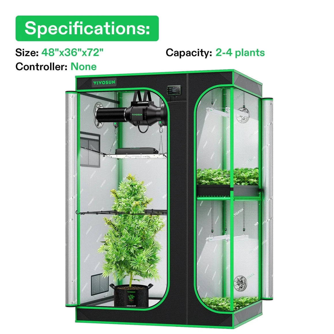 VIVOSUN Smart 2-in-1 GIY-SGS-43 Grow Tent Kit Specs