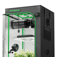VIVOSUN grow tent with LED lights, fan, and ventilation system.