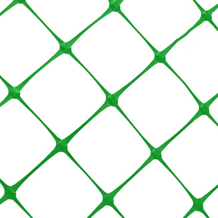 Green diamond-shaped trellis netting on white background.
