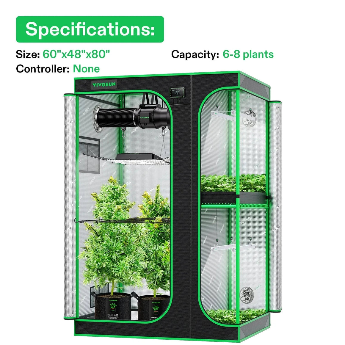 VIVOSUN Smart 2-in-1 GIY-SGS-54 Grow Tent Kit Specification