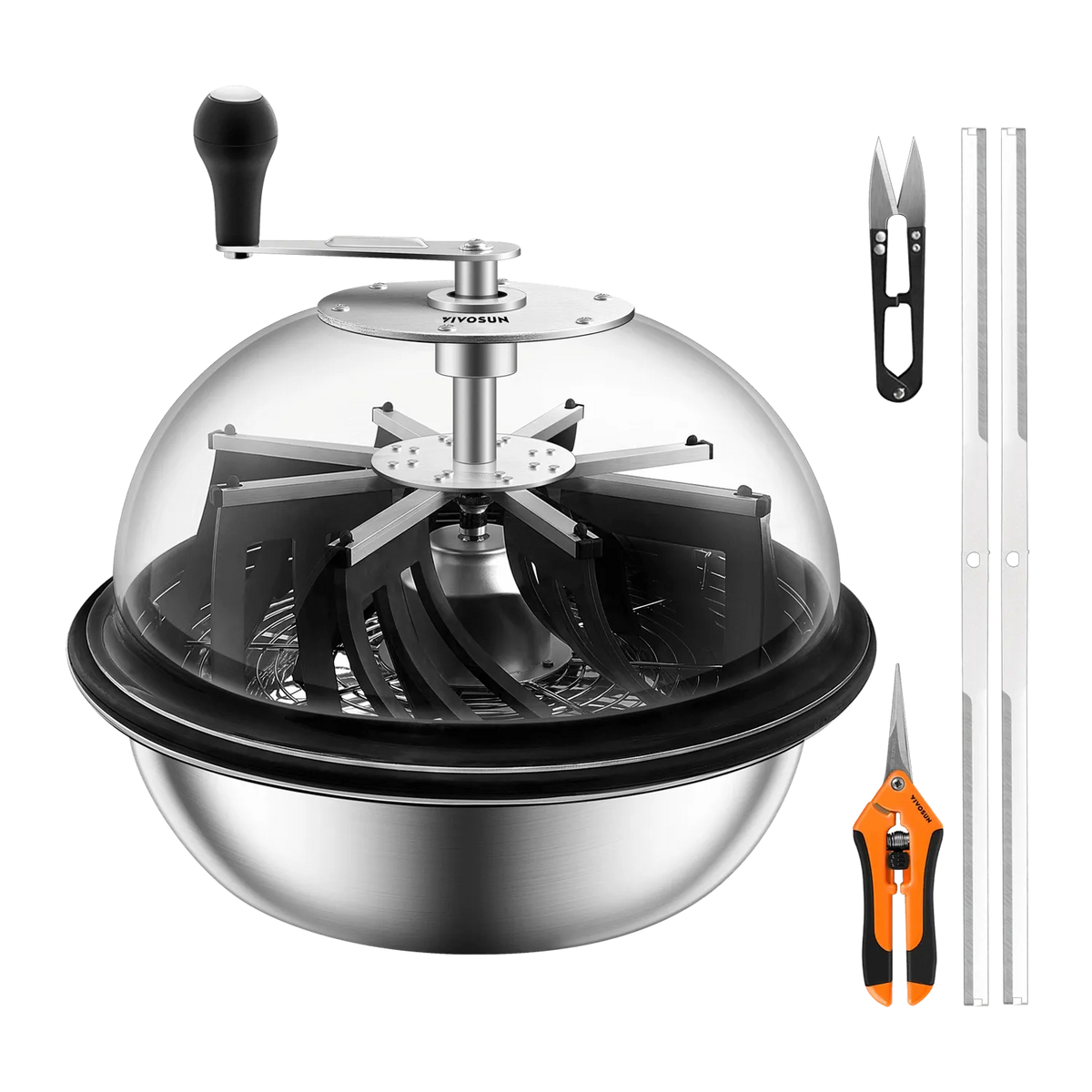 Vivosun 19-inch bowl trimmer with scissors and replacement blades.