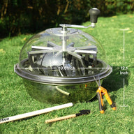 Vivosun 19-inch bowl trimmer with shear, small shovel, and handle on grass.