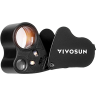 Vivosun 30X-60X jeweler's loupe magnifier with LED light. Black, foldable design.