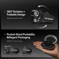 VIVOSUN 30X-60X jewelers loupe magnifier with 360° rotation, foldable design, and pocket-sized portability.