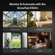 GrowHub E42A+ monitors greenhouses, bedrooms, grow tents, and cellars.