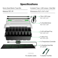 VIVOSUN seed starter kit with LED grow light, humidity dome, 40-cell tray, and heat mat.
