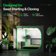 Vivosun 40-cell clone tent kit with LED lights, fan, & plants for seed starting.