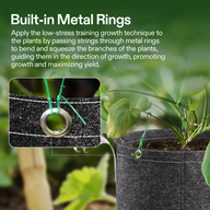 Vivosun black fabric grow bags with built-in metal rings for plant training and yield maximization.