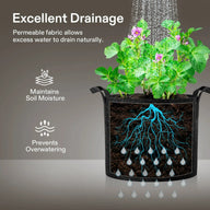 VIVOSUN grow bags promote excellent drainage, preventing overwatering and maintaining soil moisture.