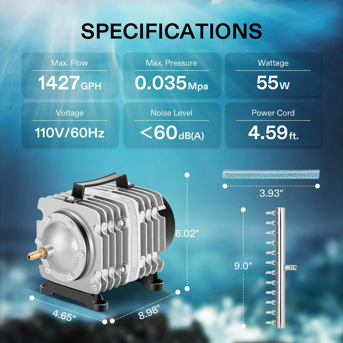 Vivosun 55W Commercial Air Pump (1427GPH)