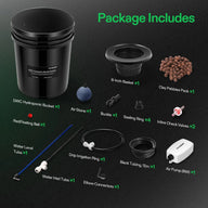 VIVOSUN 5-gallon DWC hydroponic kit includes bucket, basket, air pump, tubing, and accessories for growing plants.
