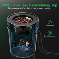 Vivosun 5-gallon DWC hydroponic system kit with recirculating drip, healthy roots, and semi-automated features.