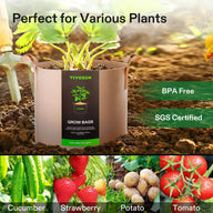 VIVOSUN 7-gallon grow bags for plants like strawberries, cucumbers, potatoes, and tomatoes. BPA-free, SGS-certified.