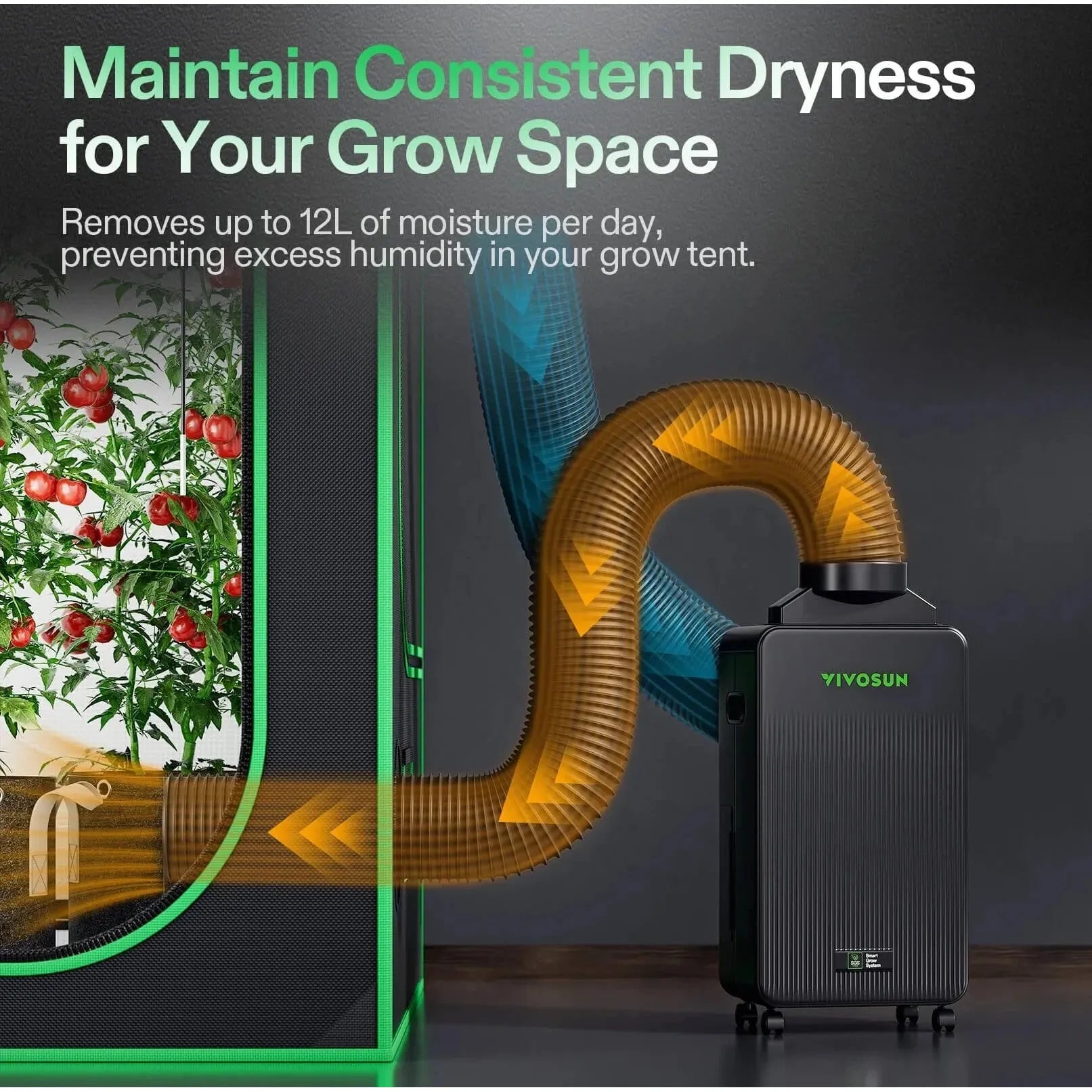 grow tent dehumidifier reddit AeroDrain D12 Intelligent Environmental Dehumidifier, up to 12L/day, 2L Water Tank, with Temperature & Humidity Sensor Probe