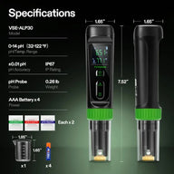 Vivosun AeroLab P30 pH meter: 0-14 pH range, ±0.01 pH accuracy, IP67, uses 4 AAA batteries.