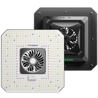 VIVOSUN AeroLight 120W LED grow light with fan, white and black models shown.