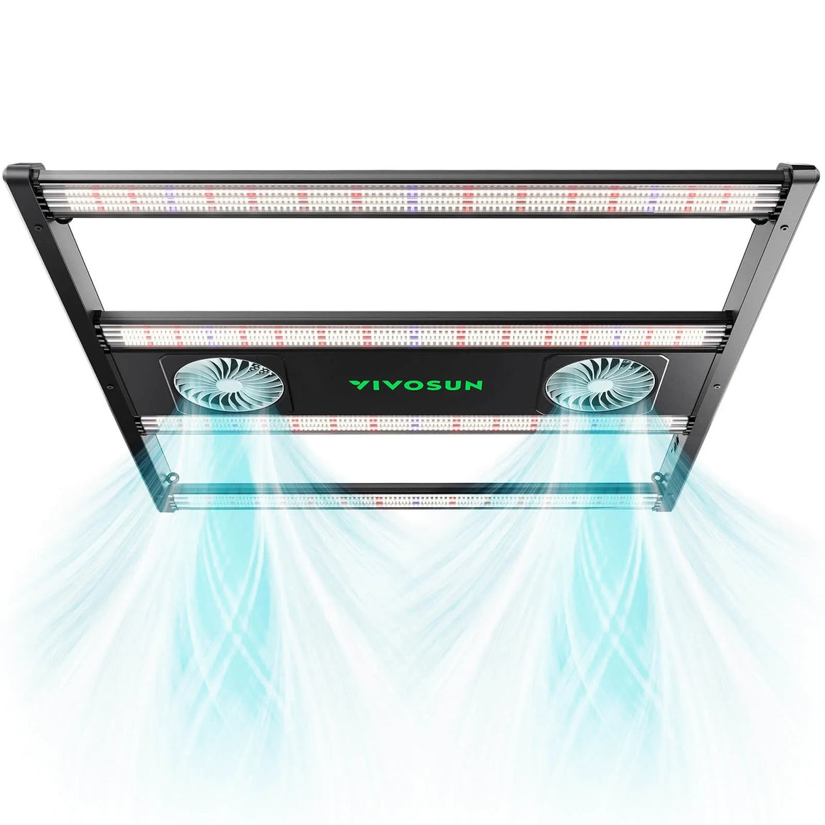 VIVOSUN AeroLight 350W with fans and blue light rays for plant growth.