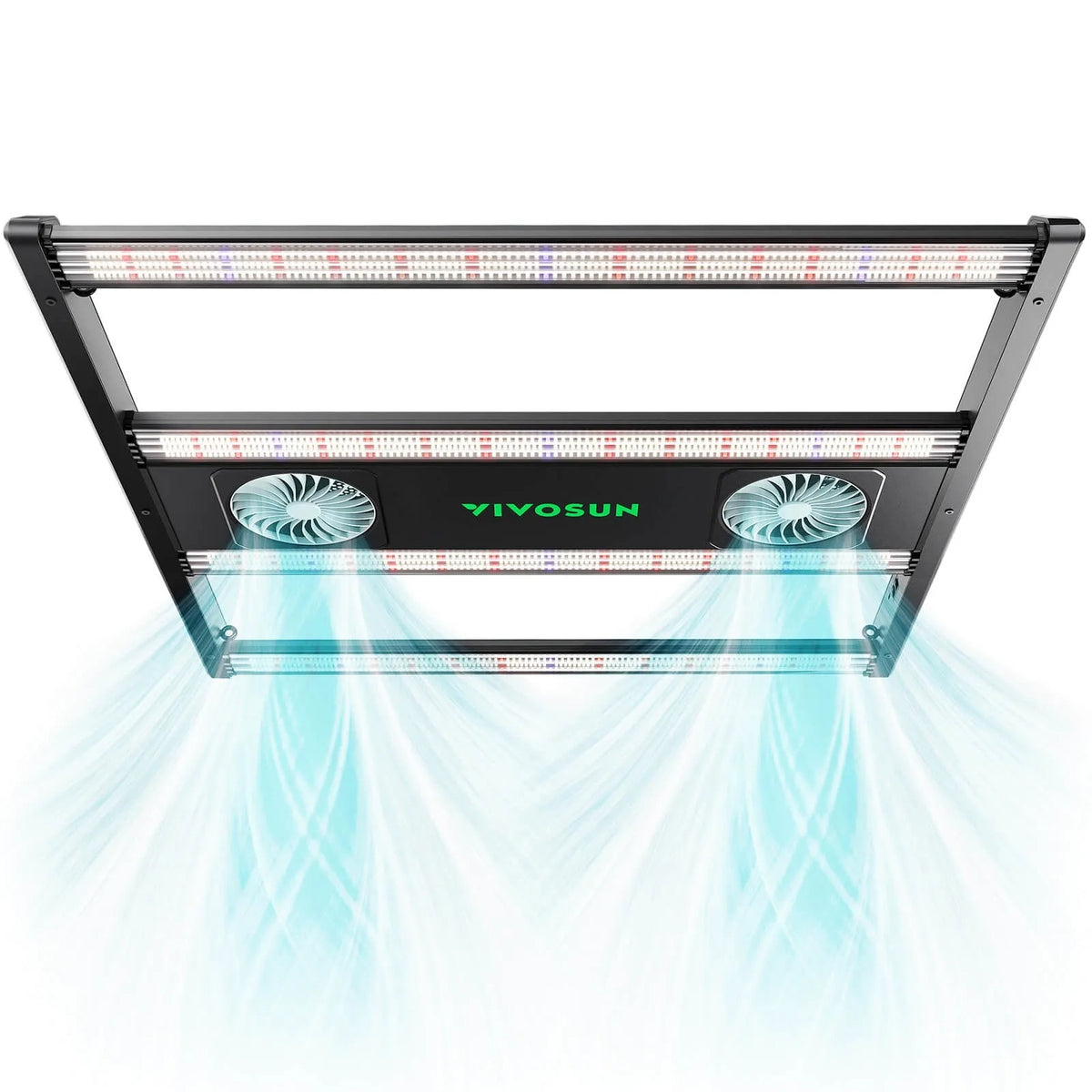 VIVOSUN AeroLight 350W with fans and blue light rays for plant growth.