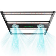 VIVOSUN AeroLight 350W with fans and blue light rays for plant growth.