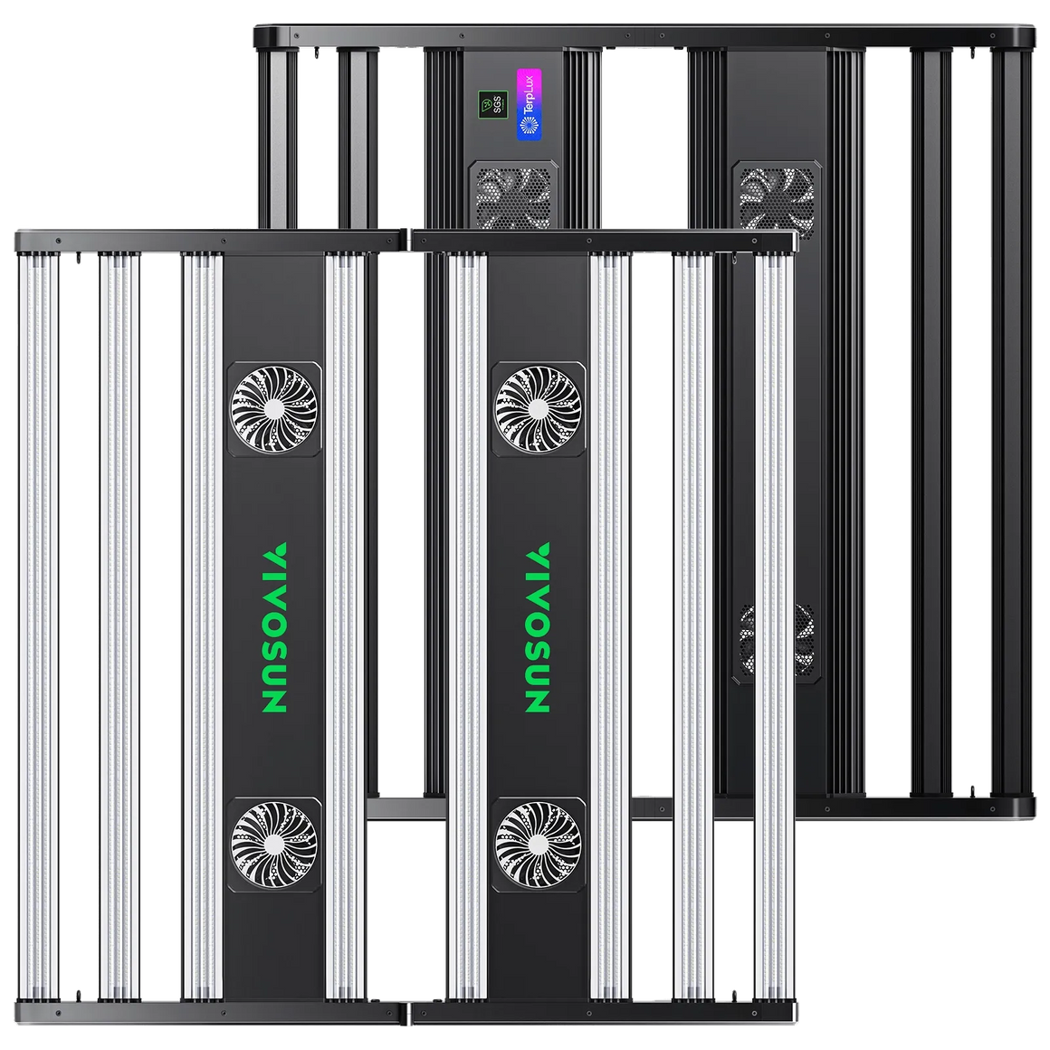 VIVOSUN AeroLight 550W grow light with vertical LED bars and fans.