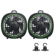 Two VIVOSUN AeroWave D4 black clip-on grow tent fans with green trim, blades, grilles, and two mounting hooks.