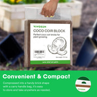 VIVOSUN 11lbs Coco Coir Block for plant growing, in a convenient brick shape with a carry handle bag.