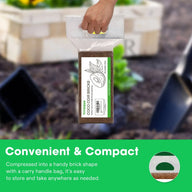 Vivosun coco coir brick in a clear bag with handle, a gardening product.
