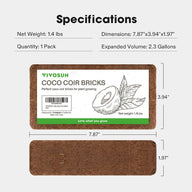 VIVOSUN coco coir brick, 1.4 lbs, 7.87