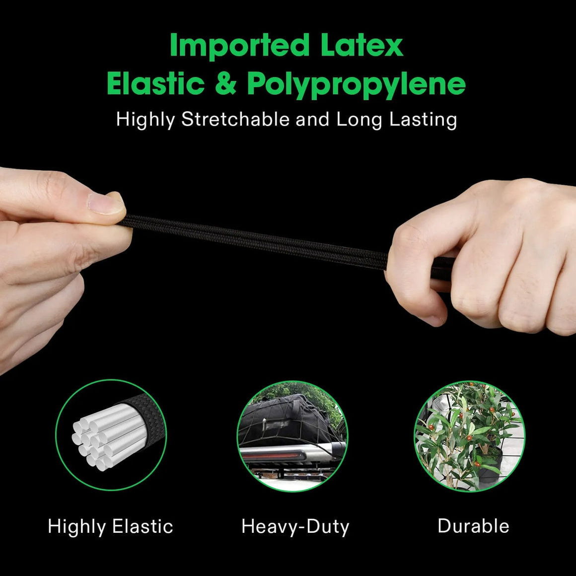 Vivosun elastic trellis netting: imported latex & polypropylene, highly stretchable, heavy-duty, durable.