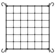 Black elastic net with square grid and four hooks for plants.