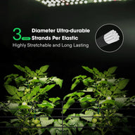 Vivosun elastic trellis netting, 3mm diameter, highly stretchable for supporting plants like tomatoes.