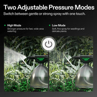 Vivosun 2L electric sprayer with two modes: high pressure for wide watering, low pressure for delicate plants.