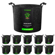 VIVOSUN 20-pack 7-gallon black fabric grow bags with handles and a tomato plant graphic.