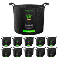 VIVOSUN 20-pack 5-gallon grey felt grow bags with handles, featuring a tomato plant graphic.