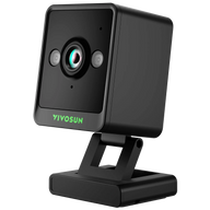 A black VIVOSUN GrowCam C4 security camera with a green logo sits on a black stand.