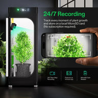 Vivosun GrowCam C4: 24/7 recording of plant growth via microSD card and Vivosun app.