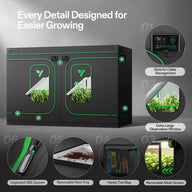 Vivosun dual-chamber grow tent with observation windows, ventilation ports, and accessory features.