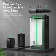 Vivosun grow tent setup with inline fan, humidifier, and heater.