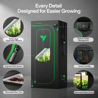 VIVOSUN grow tent features a large observation window, SBS zippers, tool bag, and removable floor tray.