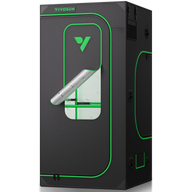 VIVOSUN black grow tent with green trim, open panel showing reflective interior.