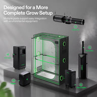 VIVOSUN grow tent setup with inline fan, AC unit, humidifier, dehumidifier, and heater.
