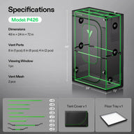 Vivosun P426 grow tent specs: 48