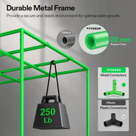 VIVOSUN 22mm green metal support poles for grow tents, tested with a 250lb weight.